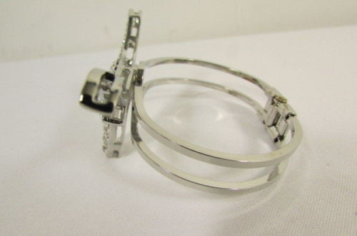 Silver Metal Cuff Bracelet Big Bull Horns Multi Rhinestones New Women Fashion Jewelry Accessories - alwaystyle4you - 9
