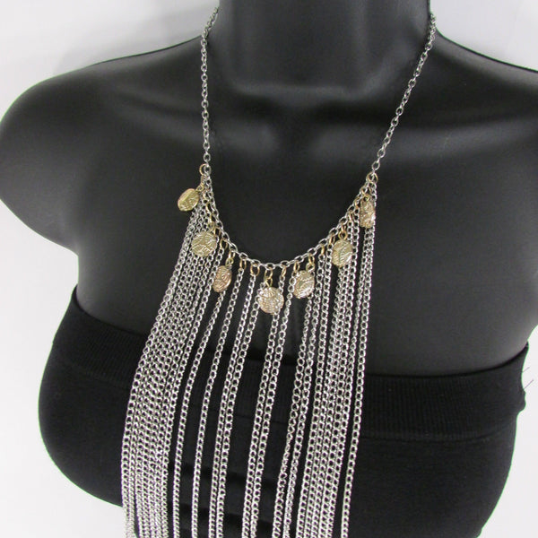 Silver Metal Body Chains Frontal Multi Coins Long Necklace New Women Jewelry Accessories