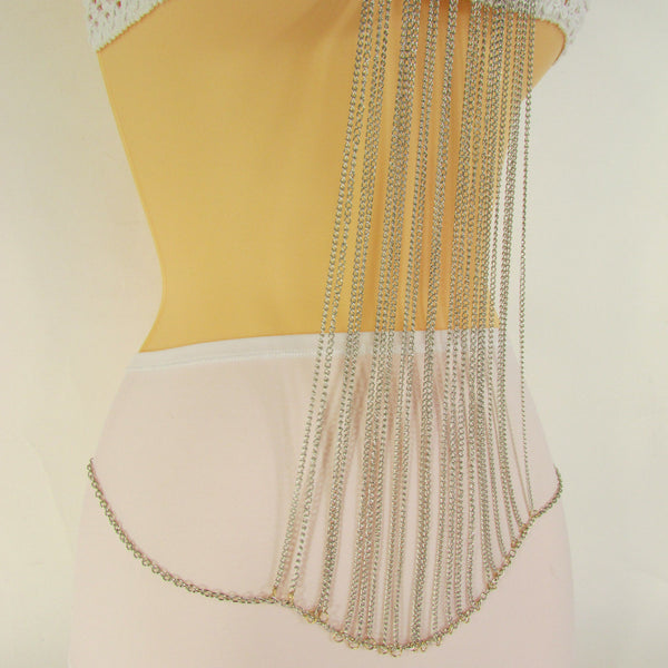 Silver Metal Body Chains Frontal Multi Coins Long Necklace New Women Jewelry Accessories