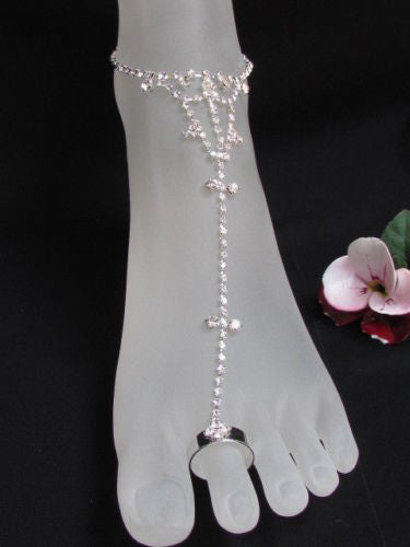 Silver Metal Casual Anklet Foot Chain Body Jewelry Mini Rhinestones New Women Accessories