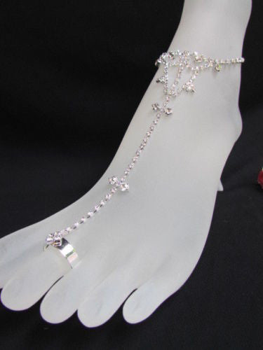 Silver Metal Casual Anklet Foot Chain Body Jewelry Mini Rhinestones New Women Accessories