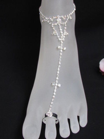 Silver Metal Casual Anklet Foot Chain Body Jewelry Mini Rhinestones New Women Accessories