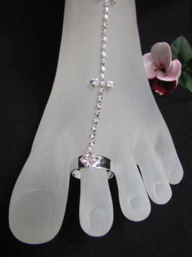 Silver Metal Casual Anklet Foot Chain Body Jewelry Mini Rhinestones New Women Accessories