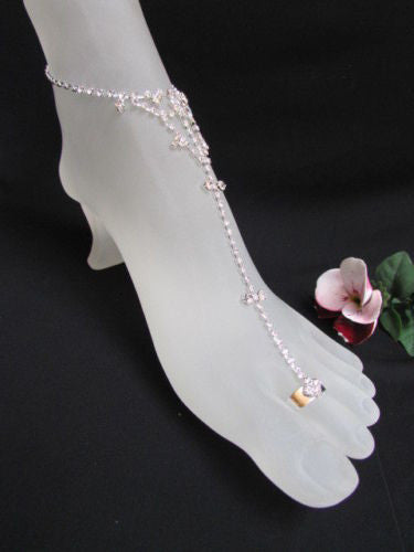 Silver Metal Casual Anklet Foot Chain Body Jewelry Mini Rhinestones New Women Accessories