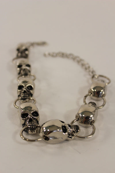 Silver Metal Chain Skeleton Skull Pirate Anklet Shoe Charm Boot Bracelet Women Accessories