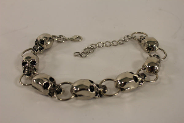 Silver Metal Chain Skeleton Skull Pirate Anklet Shoe Charm Boot Bracelet Women Accessories