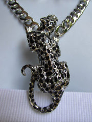 Silver Metal Chains Big Tiger Leopard Cheetah Body Trendy Necklace