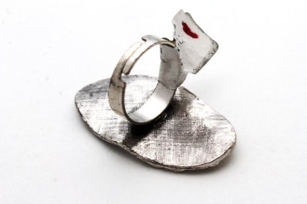 Silver Metal Cross Flowers Long Oval Shape Ring Fashionable Elegant Jewelry New Women Accessories