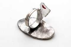 Silver Metal Cross Flowers Long Oval Shape Ring Fashionable Elegant Jewelry