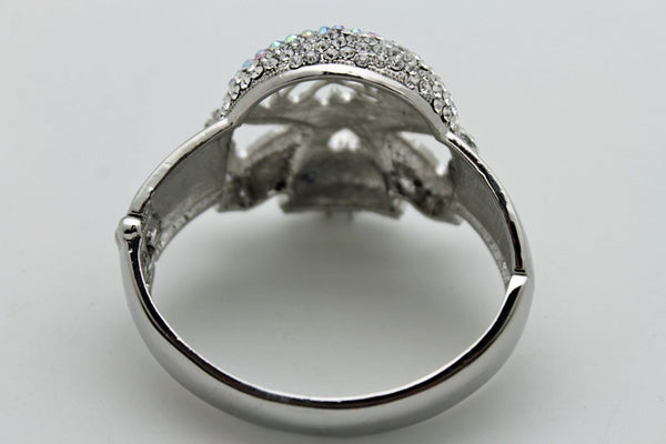 Silver Metal Hand Cuff Bracelet Skeleton Skull Pirate Spider Web Women Fashion Accessories