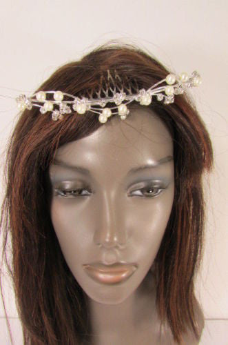 Silver Metal Head Pin Flower Multi Rhinestones New Women Fashion Jewelry Hair Accessories