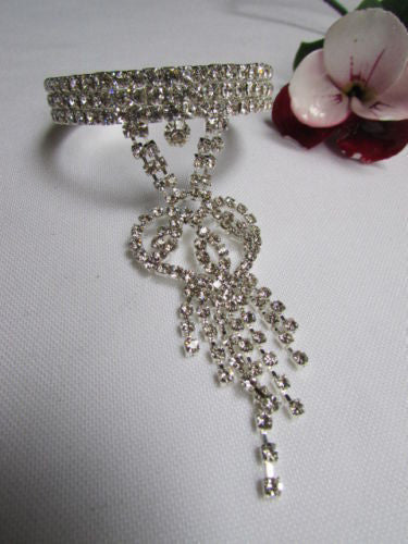 Silver Metal Heart Bracelet Multi Rhinestones Wedding Style New Women Fashion Accessories