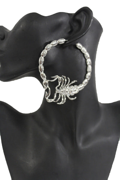 Gold Silver Metal Large Big Hoops Scorpion Hook Beads Rhiestones Earrings Set Women Fashion Accessories