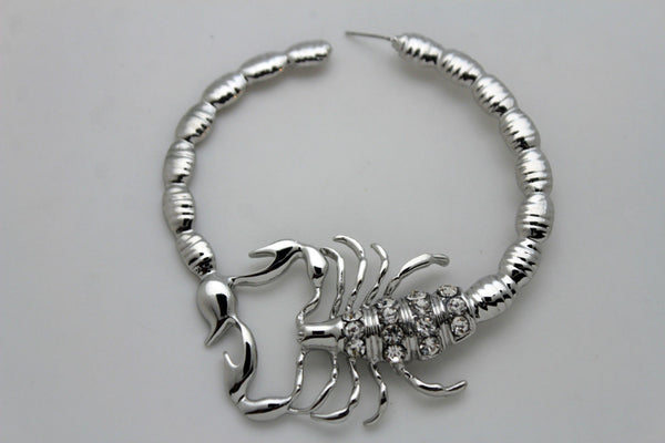 Gold Silver Metal Large Big Hoops Scorpion Hook Beads Rhiestones Earrings Set Women Fashion Accessories