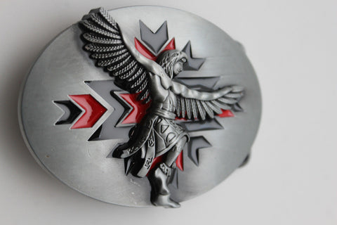 Silver Metal Native American Indian Dance Warrior Oval Belt Buckle Men Women Fashion Accessories