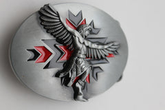 Silver Metal Native American Indian Dance Warrior Oval Belt Buckle Men Accessories