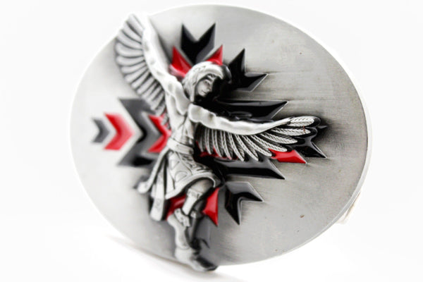 Silver Metal Native American Indian Dance Warrior Oval Belt Buckle Men Women Fashion Accessories
