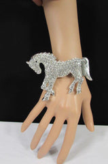 Silver Metal Bracelet Pony Horse Elastic Multi Rhinestones Women Fashion Jewelry Accessories - alwaystyle4you - 1