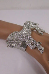 Silver Metal Bracelet Pony Horse Elastic Multi Rhinestones New Women Fashion Jewelry Accessories - alwaystyle4you - 2