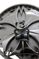 Silver Metal Round Shape Spinning Large Size Panda Bear Belt Buckle