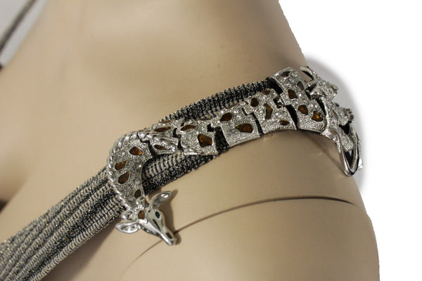 Silver Metal  Shoulder Jewelry Broach Giraffe Pin Rhinestones New Women Fashion Accessories