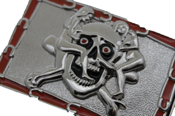 Silver Metal Skull Skeleton Bone Pirate Belt Buckle Halloween Sexy Ladies Men Women Accessories