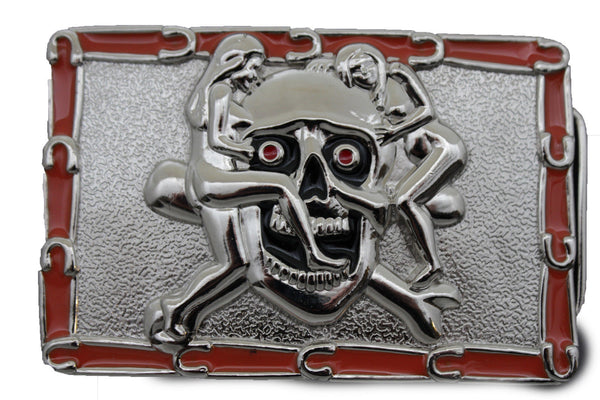 Silver Metal Skull Skeleton Bone Pirate Belt Buckle Halloween Sexy Ladies Men Women Accessories