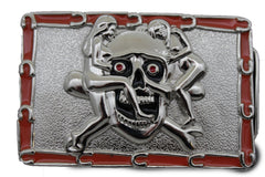 Silver Metal Skull Skeleton Bone Pirate Belt Buckle Halloween Sexy Ladies Men