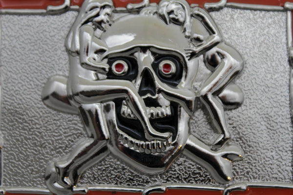 Silver Metal Skull Skeleton Bone Pirate Belt Buckle Halloween Sexy Ladies Men Women Accessories