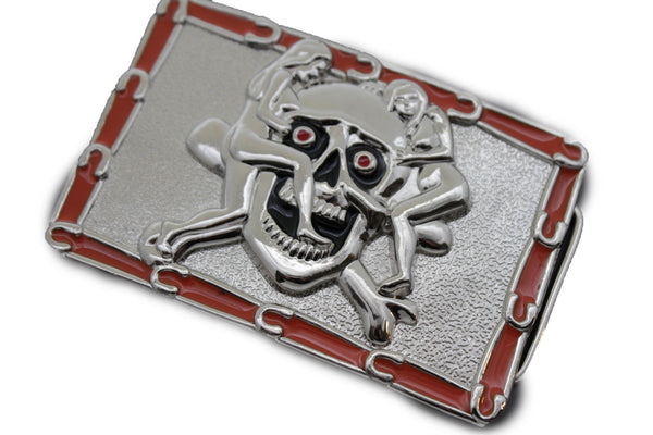 Silver Metal Skull Skeleton Bone Pirate Belt Buckle Halloween Sexy Ladies Men Women Accessories