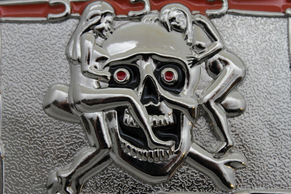 Silver Metal Skull Skeleton Bone Pirate Belt Buckle Halloween Sexy Ladies Men Women Accessories