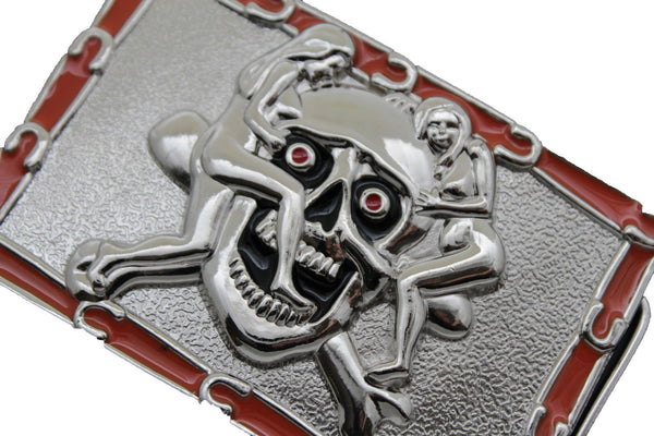 Silver Metal Skull Skeleton Bone Pirate Belt Buckle Halloween Sexy Ladies Men Women Accessories