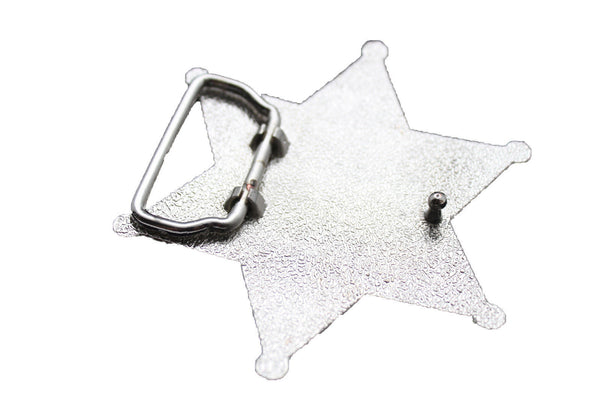 Silver Metal Texas Lone Star Big Sheriff Tag Belt Buckle Western Men Fashion Accessories