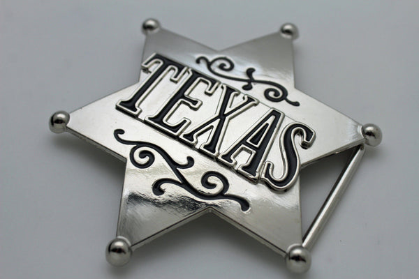Silver Metal Texas Lone Star Big Sheriff Tag Belt Buckle Western Men Fashion Accessories