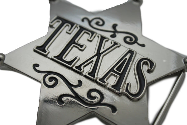 Silver Metal Texas Lone Star Big Sheriff Tag Belt Buckle Western Men Fashion Accessories