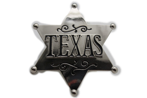 Silver Metal Texas Lone Star Big Sheriff Tag Belt Buckle Western Men Fashion Accessories