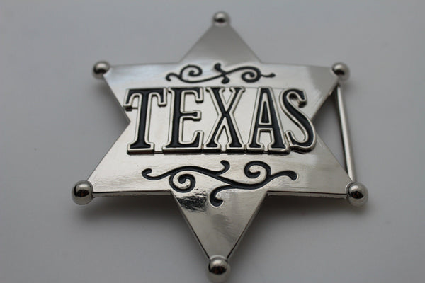 Silver Metal Texas Lone Star Big Sheriff Tag Belt Buckle Western Men Fashion Accessories