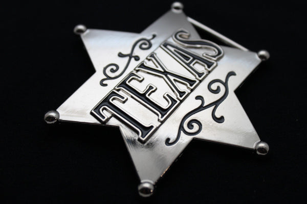 Silver Metal Texas Lone Star Big Sheriff Tag Belt Buckle Western Men Fashion Accessories