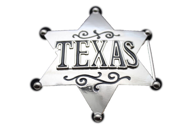 Silver Metal Texas Lone Star Big Sheriff Tag Belt Buckle Western Men Fashion Accessories