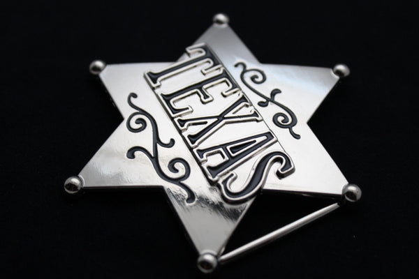Silver Metal Texas Lone Star Big Sheriff Tag Belt Buckle Western Men Fashion Accessories
