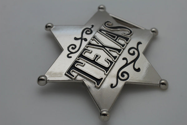 Silver Metal Texas Lone Star Big Sheriff Tag Belt Buckle Western Men Fashion Accessories