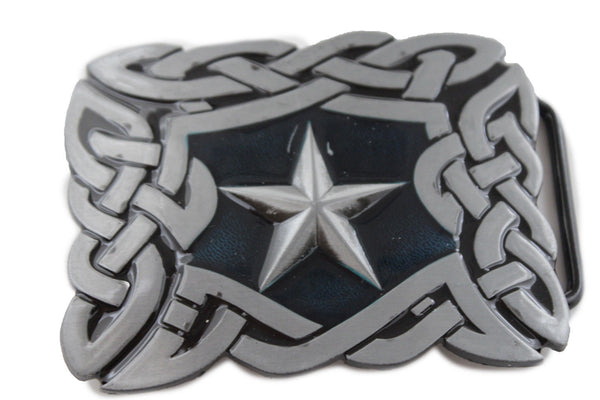 Silver Metal Texas Lone Large Star Belt Buckle Men Women Cowboys Fashion Accessories