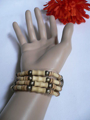 Beige Brown Wood Cream / Brown Bracelet Gold Dots Beads Native Style Fashion New Women Jewelry Accessories - alwaystyle4you - 10