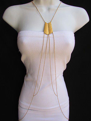 Women La Gold Double Metal Plate Classic Chic Body Chain Jewelry Long Necklace - alwaystyle4you - 3