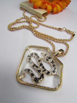 Women Gold Metal Chains Fashion Necklace Big Snake Pendant Silver Rhinestones - alwaystyle4you - 9