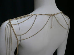 Women Gold Double Shoulders Body Chain Fashion Slim Stylish Design Cliche - alwaystyle4you - 1