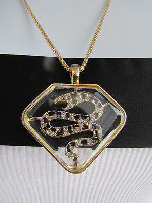 Gold Silver Metal Chains Big Snake Pendant Silver Rhinestones Necklace New Women Fashion Accessories