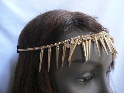 New Women Gold Head Chain Spikes Fashion Jewelry Rhinestones Circlet Headband - alwaystyle4you - 10