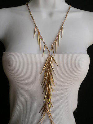 Women Gold Long Spikes Long Body Chain Fashion Trendy Fashion Jewerly Style - alwaystyle4you - 12
