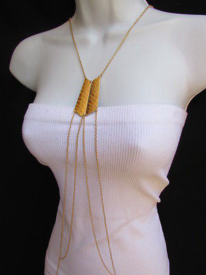 Women La Gold Double Metal Plate Classic Chic Body Chain Jewelry Long Necklace - alwaystyle4you - 1